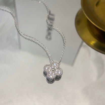 [Super Jewellery]CLOVER 15MM DIAMOND SINGLE FLOWER NECKLACE