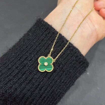 [Super Jewellery]CLOVER 15MM DIAMOND TURQUOISE NECKLACE