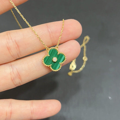 [Super Jewellery]CLOVER 15MM DIAMOND TURQUOISE NECKLACE