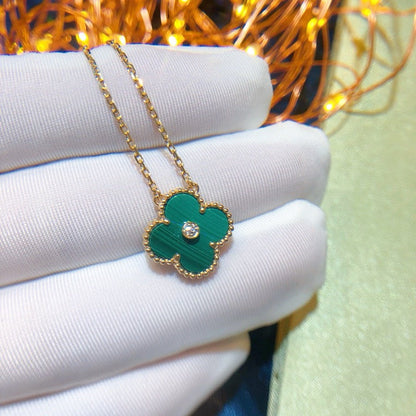[Super Jewellery]CLOVER 15MM DIAMOND TURQUOISE NECKLACE