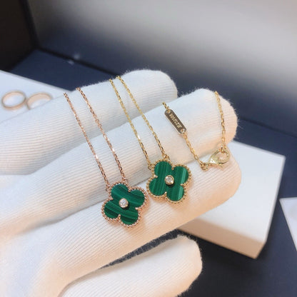 [Super Jewellery]CLOVER 15MM DIAMOND TURQUOISE NECKLACE