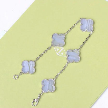 [Super Jewellery] CLOVER 5 MOTIF PURPLE CHALCEDONY BRACELET COLLECTION