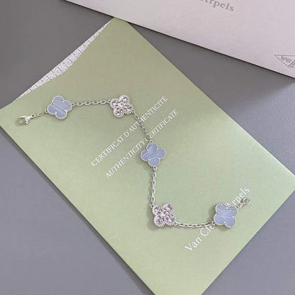 [Super Jewellery] CLOVER 5 MOTIF PURPLE CHALCEDONY BRACELET COLLECTION