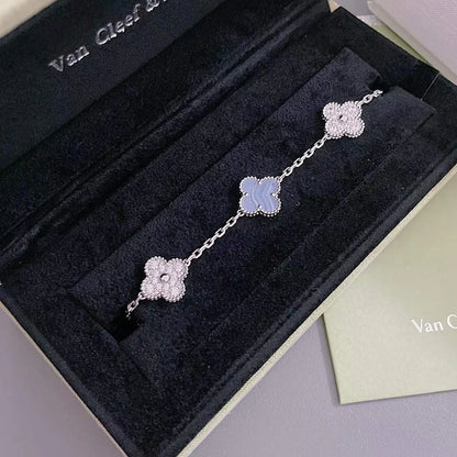 [Super Jewellery] CLOVER 5 MOTIF PURPLE CHALCEDONY BRACELET COLLECTION