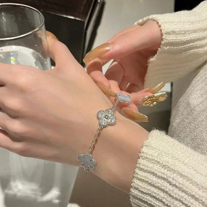 [Super Jewellery] CLOVER 5 MOTIF PURPLE CHALCEDONY BRACELET COLLECTION