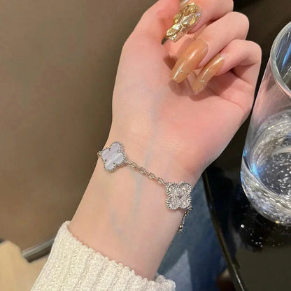 [Super Jewellery] CLOVER 5 MOTIF PURPLE CHALCEDONY BRACELET COLLECTION