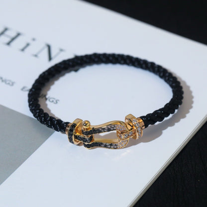 [Super Jewellery]FORCE LARGE HORSESHOE BLACK WHITE DIAMOND BRACELET ROSE GOLD