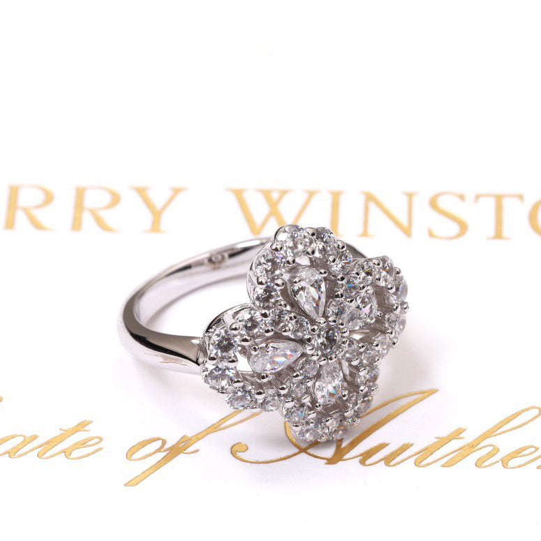 [Super Jewellery]LOOP RING FULL MOTIF DIAMOND 16MM SILVE