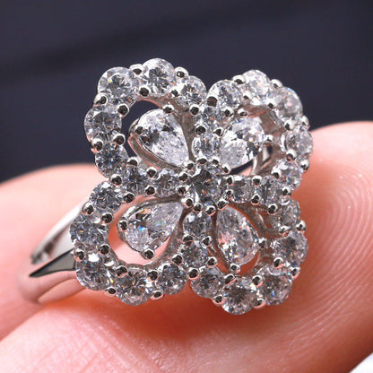 [Super Jewellery]LOOP RING FULL MOTIF DIAMOND 16MM SILVE