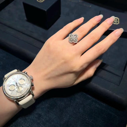 [Super Jewellery]LOOP RING FULL MOTIF DIAMOND 16MM SILVE