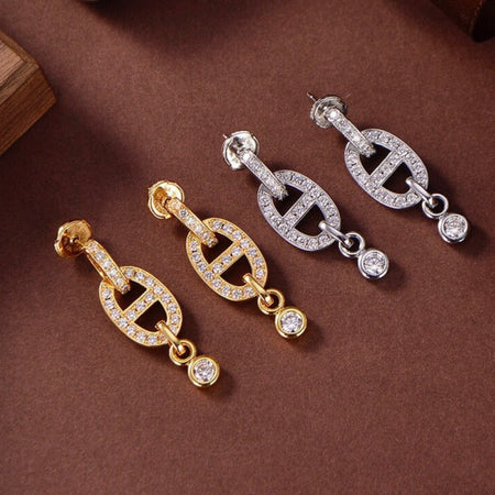 [Super Jewellery]HM CHAINE DIAMOND EARRINGS