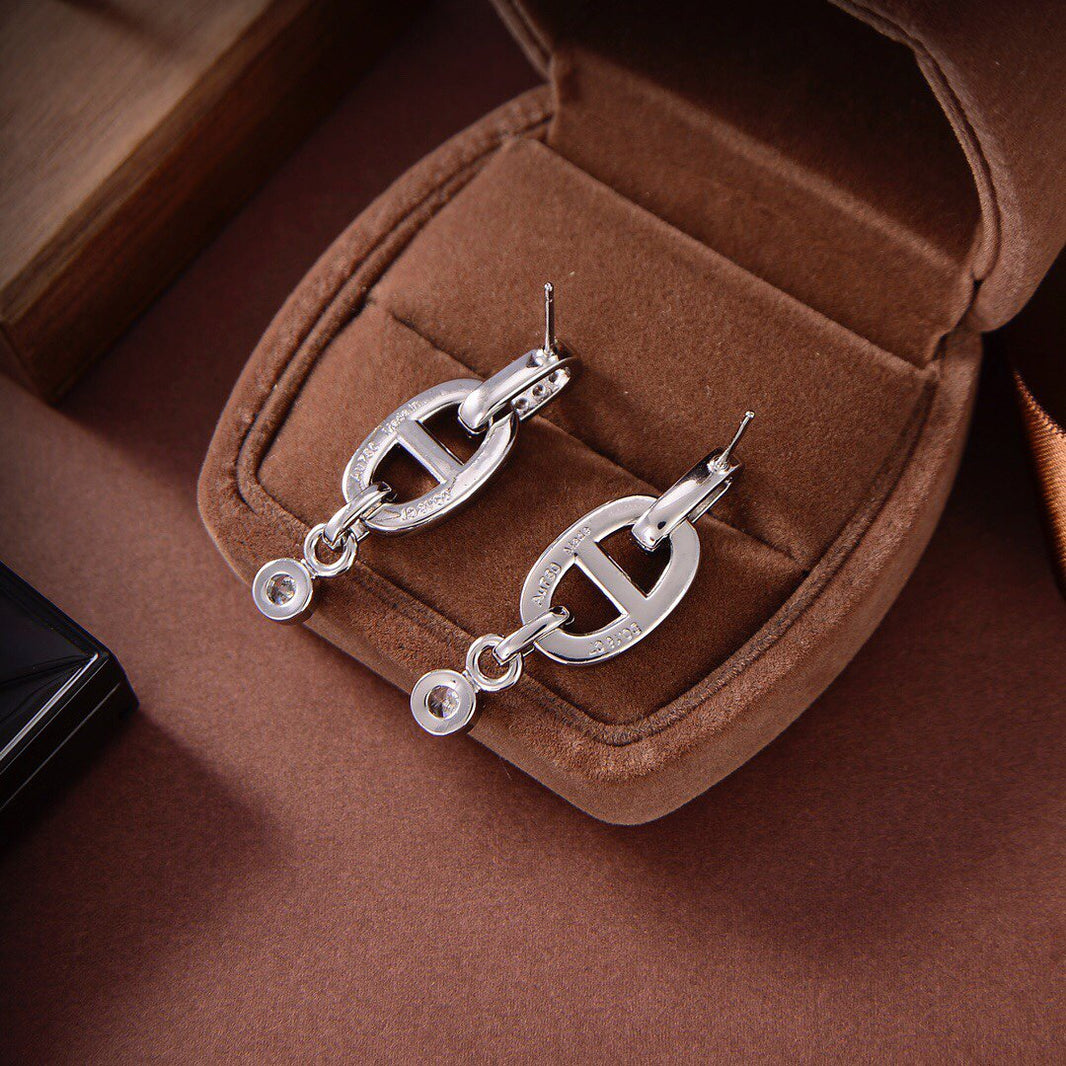 [Super Jewellery]HM CHAINE DIAMOND EARRINGS