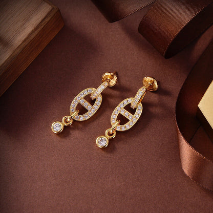 [Super Jewellery]HM CHAINE DIAMOND EARRINGS