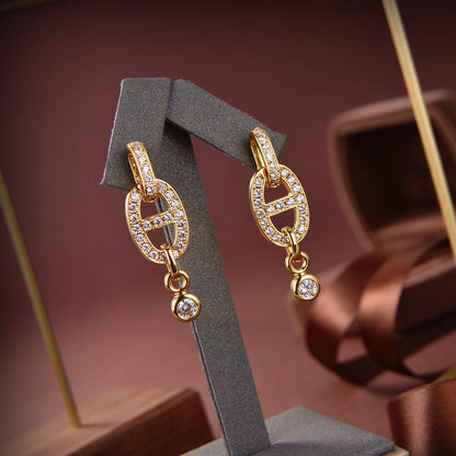 [Super Jewellery]HM CHAINE DIAMOND EARRINGS