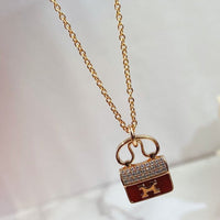 [Super Jewellery]CONSTANCE RED PEDANT PINK GOLD NECKLACE
