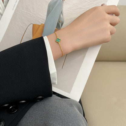 [Super Jewellery]CLOVER BRACELET MALACHITE 1 MOTIF