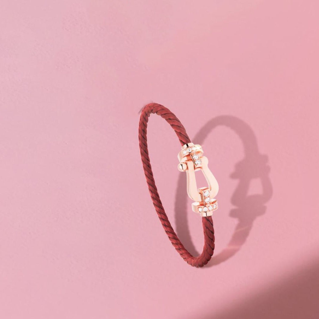 [Super Jewellery]FORCE 10 HALF DIAMOND PINK GOLD RED CORDERI LARGE AND MEDIUM MODEL