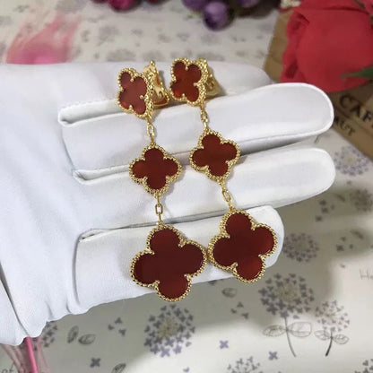 [Super Jewellery]CLOVER 3 MOTIF CARNELIAN DROP EARRINGS