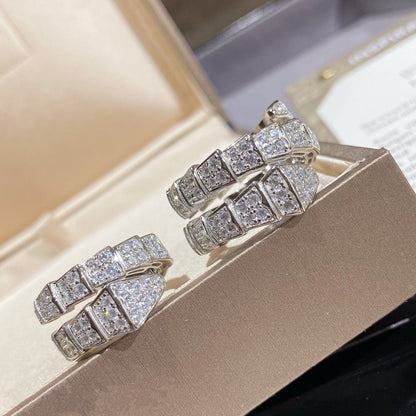 [Super]SERPENTI DOUBLE RING SILVER DIAMOND PAVED