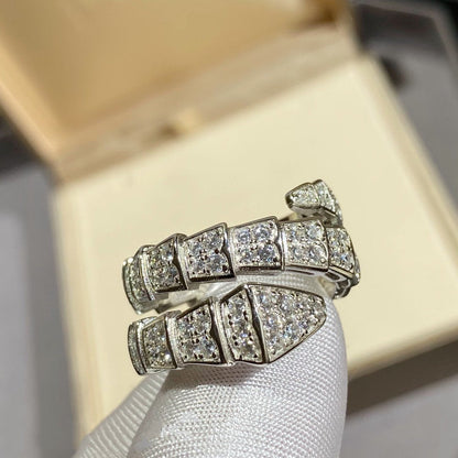 [Super]SERPENTI DOUBLE RING SILVER DIAMOND PAVED
