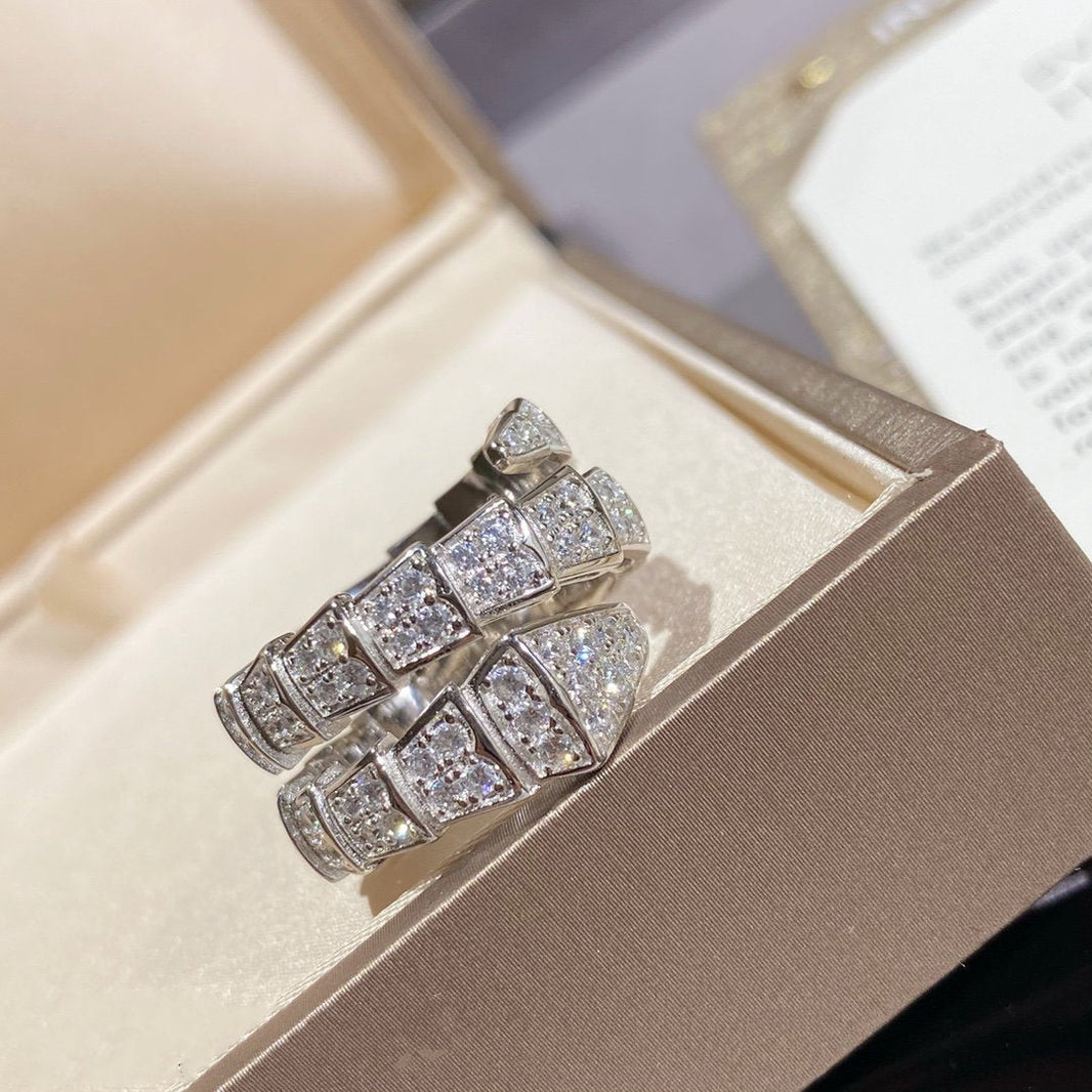 [Super]SERPENTI DOUBLE RING SILVER DIAMOND PAVED