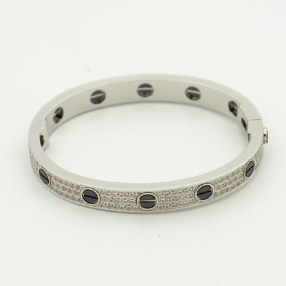 [Super Jewellery]LOVE BRACELET 6.1MM DIAMOND-PAVED CERAMIC