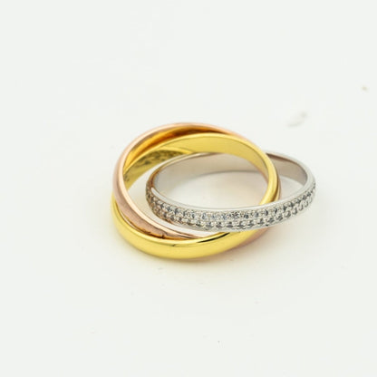 [Super Jewellery]TRINITY RING GOLD PINK GOLD SILVER DIAMONDS
