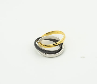 [Super Jewellery]TRINITY RING BLACK GOLD SILVER
