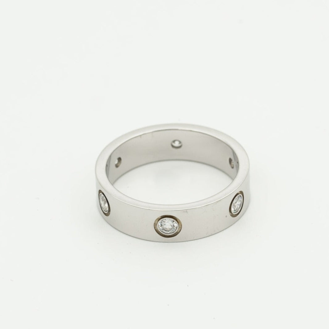 [Super Jewellery]LOVE RING 5.5MM 6 DIAMONDS SILVER