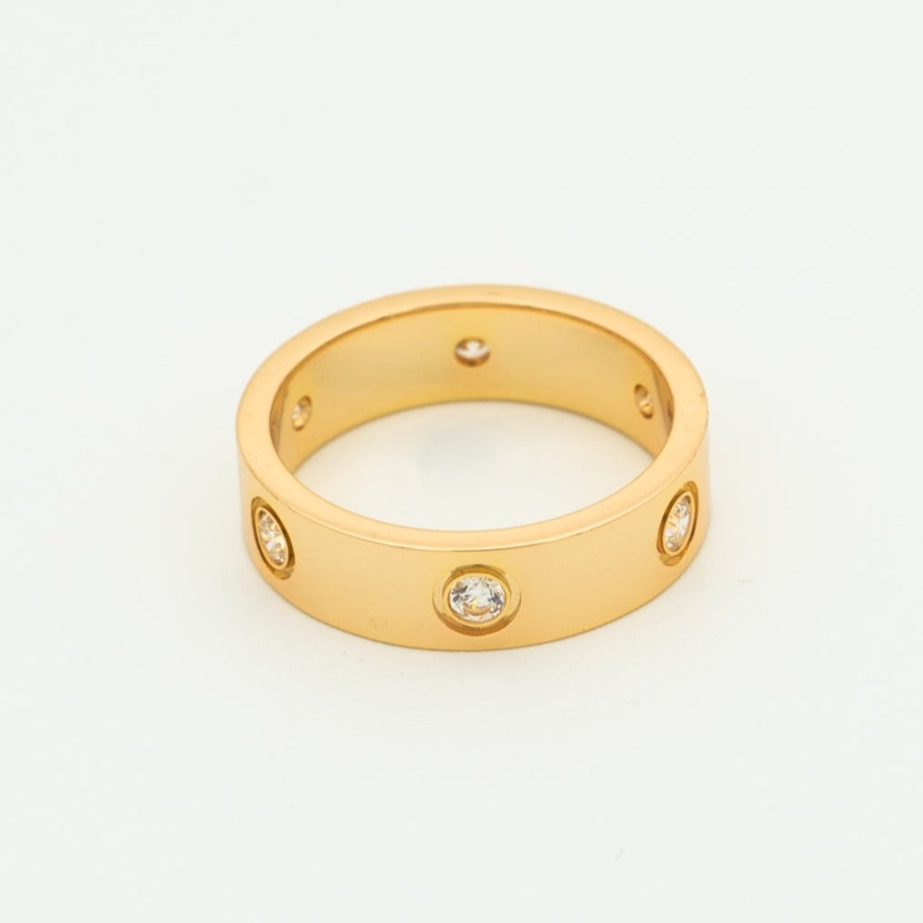 [Super Jewellery]LOVE RING 5.5MM 6 DIAMONDS PINK GOLD