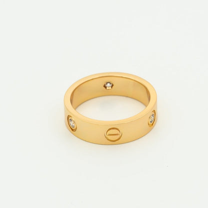 [Super Jewellery]LOVE RING 5.5MM 3 DIAMONDS PINK GOLD