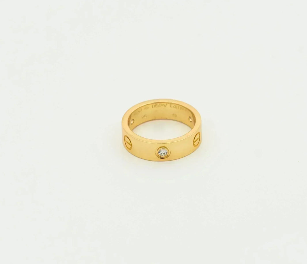 [Super Jewellery]LOVE RING 5.5MM 3 DIAMONDS GOLD