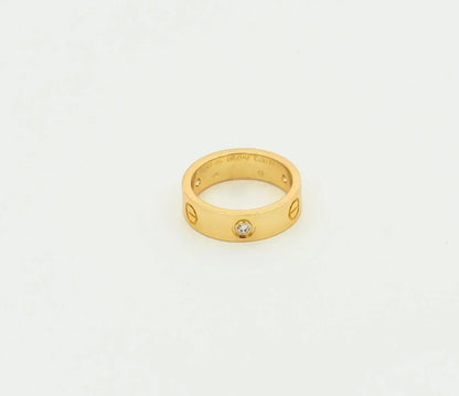 [Super Jewellery]LOVE RING 5.5MM 3 DIAMONDS GOLD