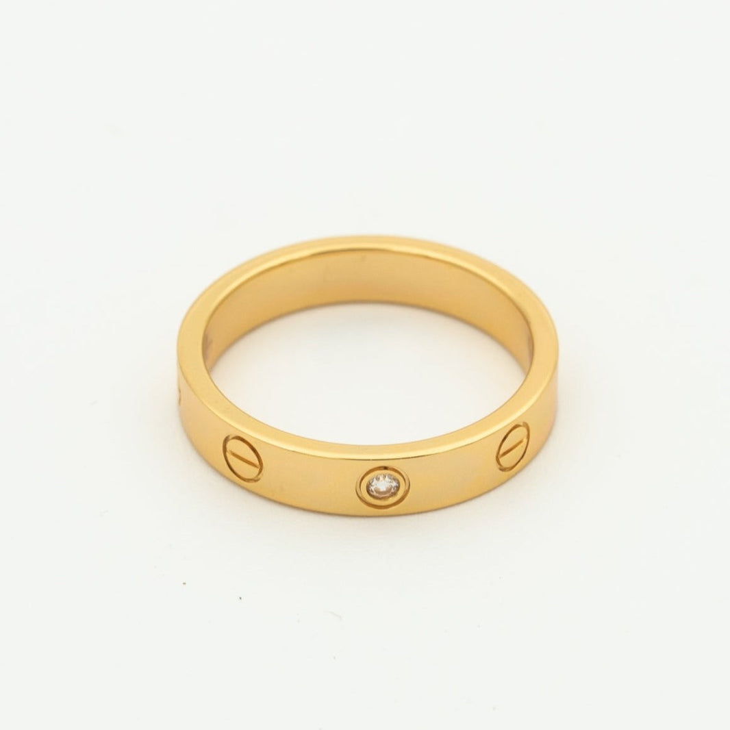[Super Jewellery]LOVE RING 4MM 1 DIAMOND PINK GOLD