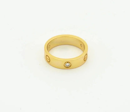 [Super Jewellery]LOVE RING 4MM 1 DIAMOND GOLD