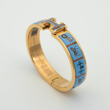 [Super Jewellery]H PINK GOLD BRACELET BLUE CERAMIC