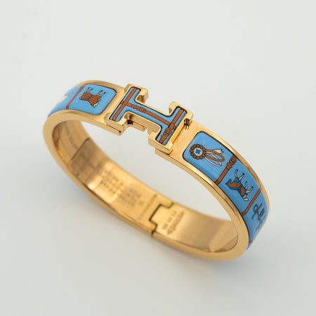 [Super Jewellery]H PINK GOLD BRACELET BLUE CERAMIC
