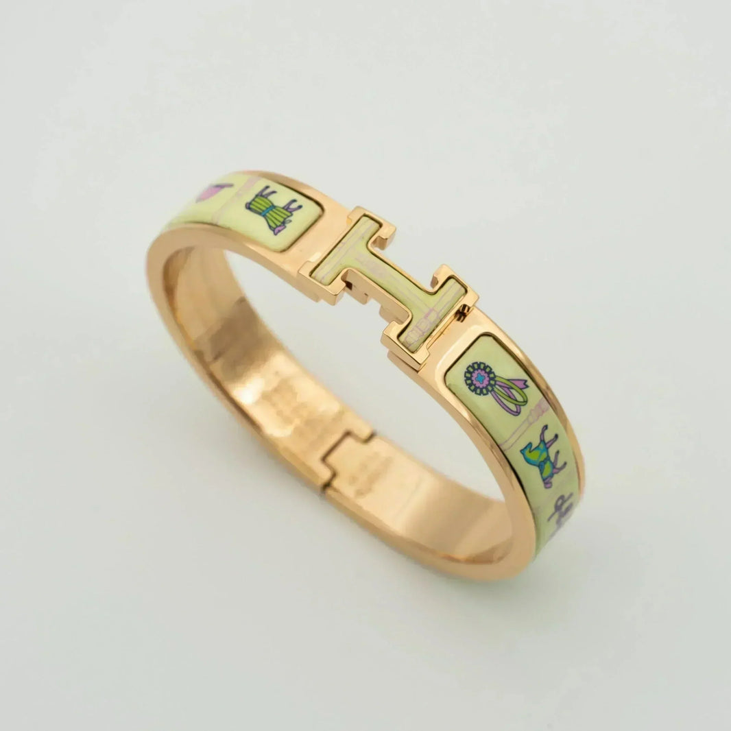[Super Jewellery]H PINK GOLD BRACELET CREAM CERAMIC