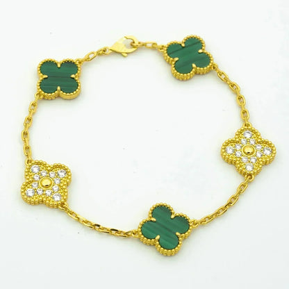 [Super Jewellery] CLOVER 5 MOTIF MALACHITE BRACELET COLLECTION