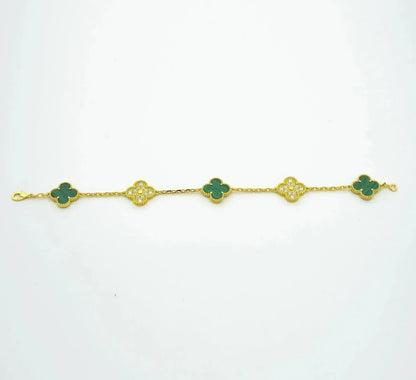[Super Jewellery] CLOVER 5 MOTIF MALACHITE BRACELET COLLECTION