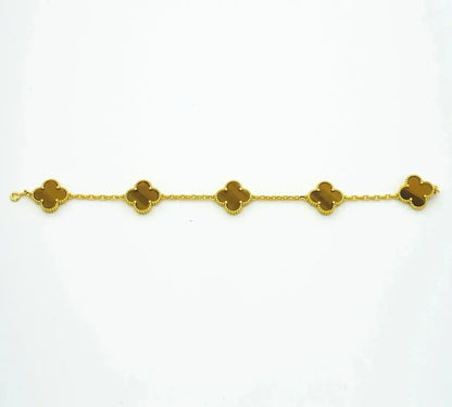 [Super Jewellery] CLOVER 5 MOTIFS TIGER EYE BRACELET COLLECTION