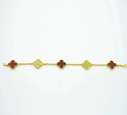 [Super Jewellery] CLOVER 5 MOTIF RED CORNELIAN BRACELET COLLECTION