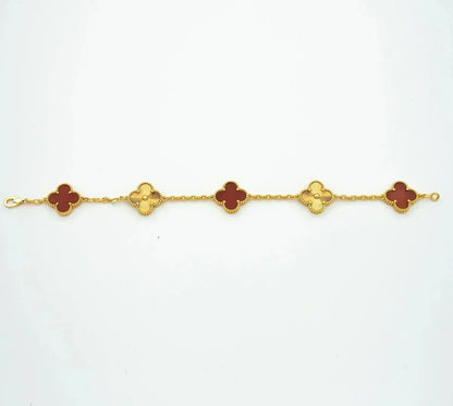[Super Jewellery] CLOVER 5 MOTIF RED CORNELIAN BRACELET COLLECTION