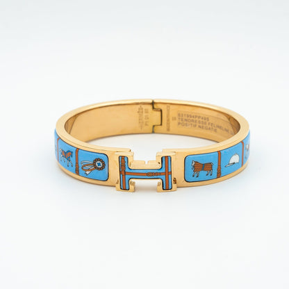 [Super Jewellery]H PINK GOLD BRACELET BLUE CERAMIC