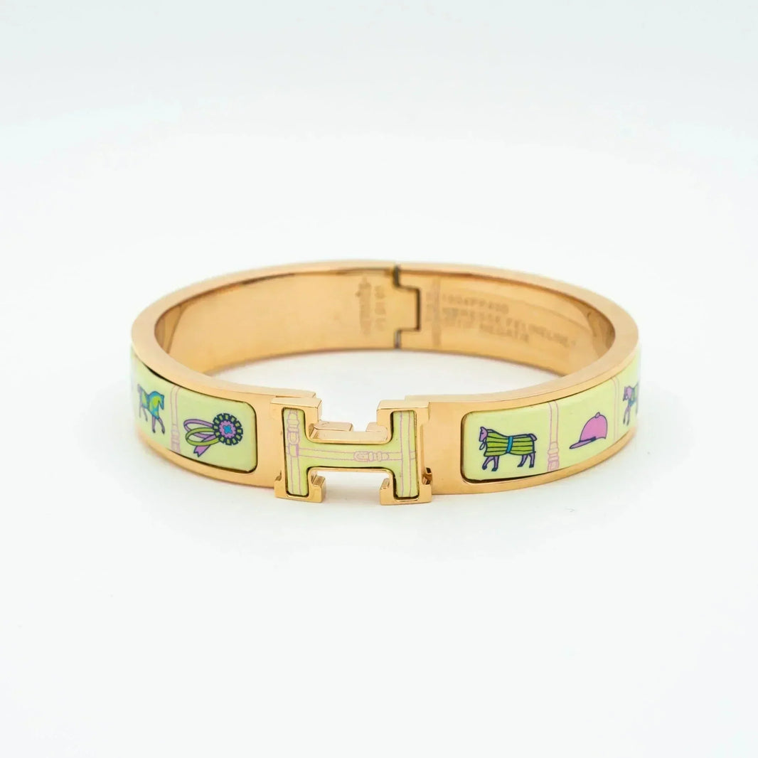 [Super Jewellery]H PINK GOLD BRACELET CREAM CERAMIC