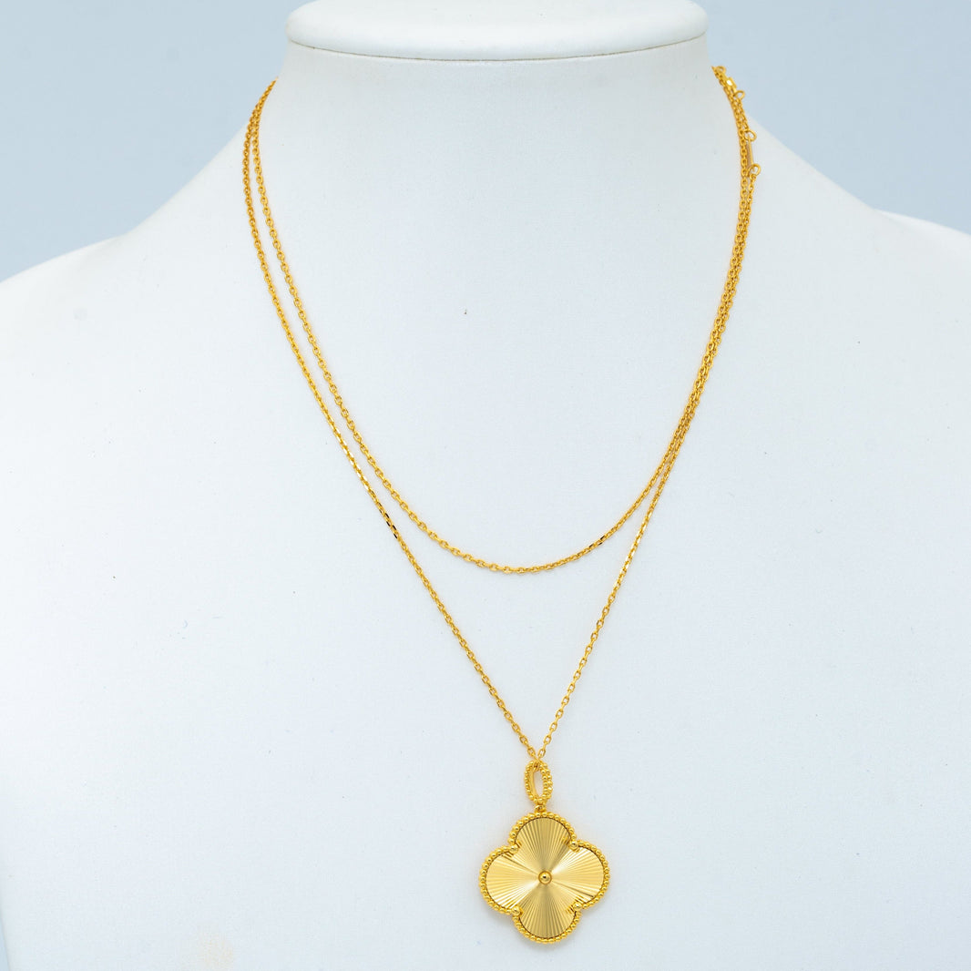 [Super Jewellery]CLOVER 25MM PEDANT NECKLACE GOLD