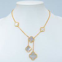 [Super Jewellery]CLOVER MOTHER OF PEARL NECKLACE 6 MOTIF