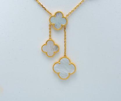 [Super Jewellery]CLOVER MOTHER OF PEARL NECKLACE 6 MOTIF