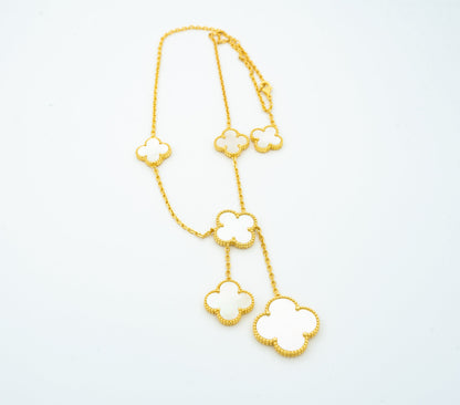 [Super Jewellery]CLOVER MOTHER OF PEARL NECKLACE 6 MOTIF
