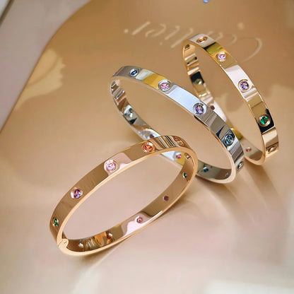 [Super Jewellery]Classic 6.1mm Love Bracelet 10-Diamond Multicolor
